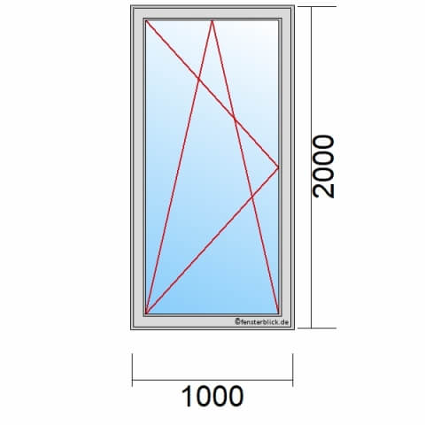 Balkontür 1000x2000 mm 1-flügelig Dreh-Kipp-Links technische Details