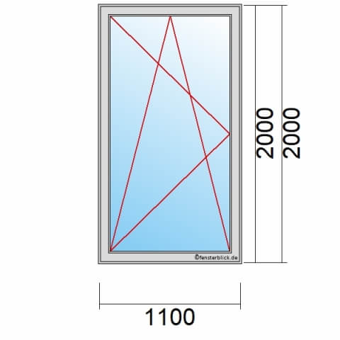 Balkontür 1100x2000 mm 1-flügelig Dreh-Kipp-Links technische Details