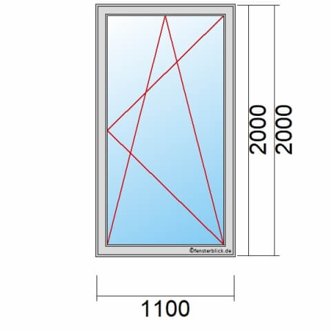 Balkontür 1100x2100 mm 1-flügelig Dreh-Kipp-Rechts technische Details