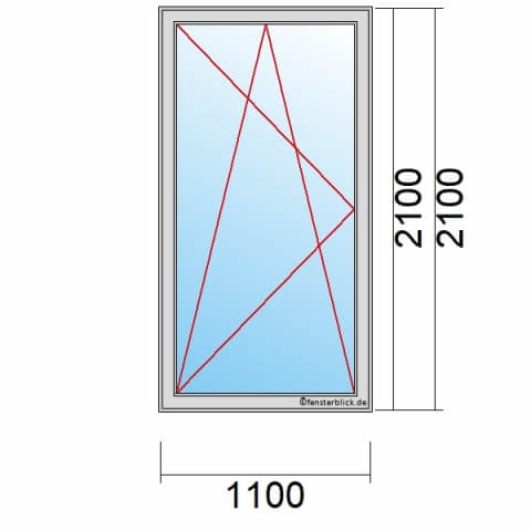 Balkontür 1100x2100 mm 1-flügelig Dreh-Kipp-Links technische Details