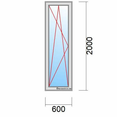 Balkontür 60 cm breit 1-flügelig Dreh-Kipp-Links technische Details