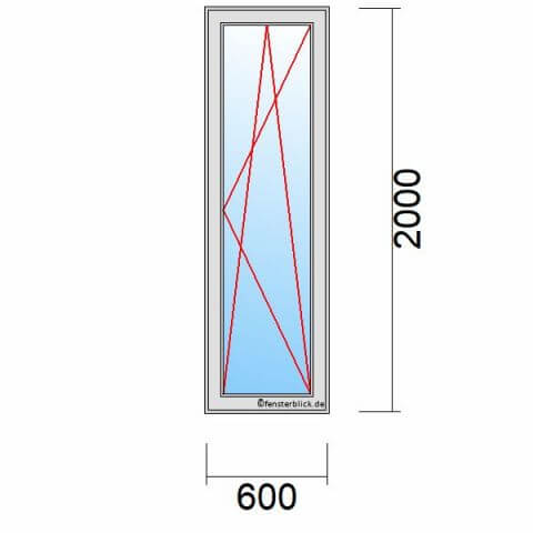Balkontür 60 cm breit 1-flügelig Dreh-Kipp-Rechts technische Details