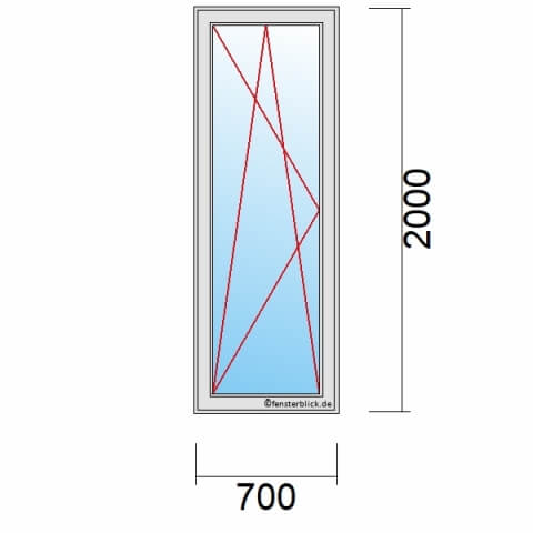 Balkontür 70 cm breit 1-flügelig Dreh-Kipp-Links technische Details