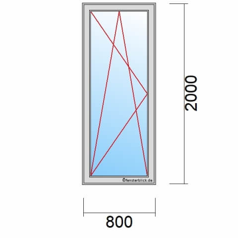 Balkontür 800x2000 mm 1-flüglig Dreh-Kipp-Links technische Details