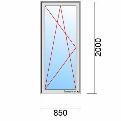 Balkontür 85 cm breit 1-flügelig Dreh-Kipp-Links technische Details