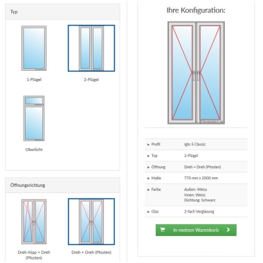 Konfigurator mit zweiflügeliger Balkontür