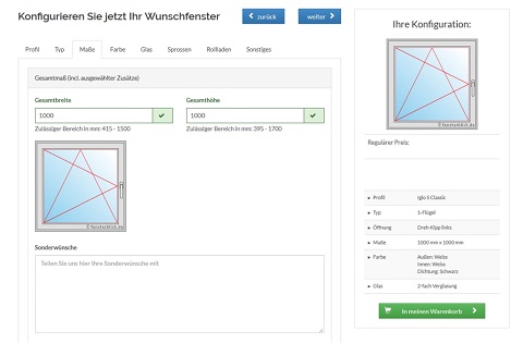 Online configurator maataanduiding