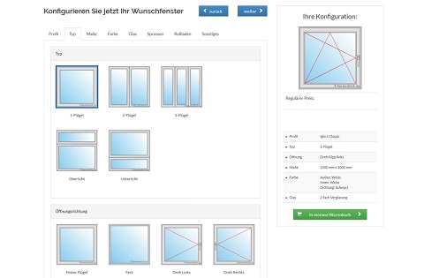 Raamconfigurator Raamtype selectie