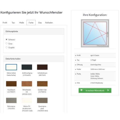 Raamconfigurator Kleurkeuze