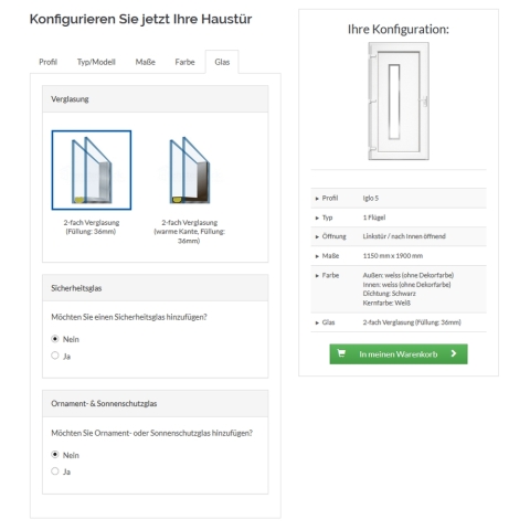 Haustürkonfigurator Glasvarianten