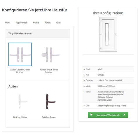 Haustür Konfigurator Griff-Auswahl