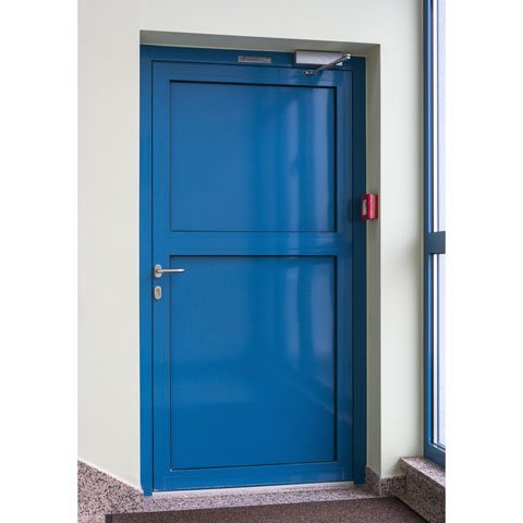 Brandschutztür aus Aluminium in Blau