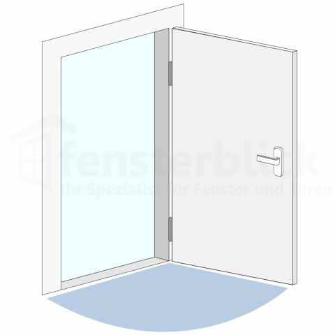 Tür mit 1-flügeligem Schwenkbereich in DIN-links