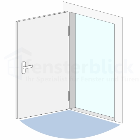 Tür einflügelig mit Schwenkbereich in DIN rechts Öffnung