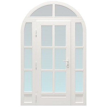 Rundbogentür mit Sprossen in Weiß