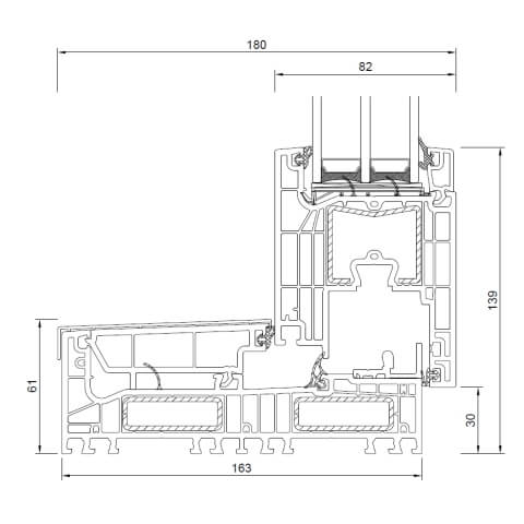 Kunststoff Schiebesystem Profil Drutex Iglo Edge Slide Profilschnitt