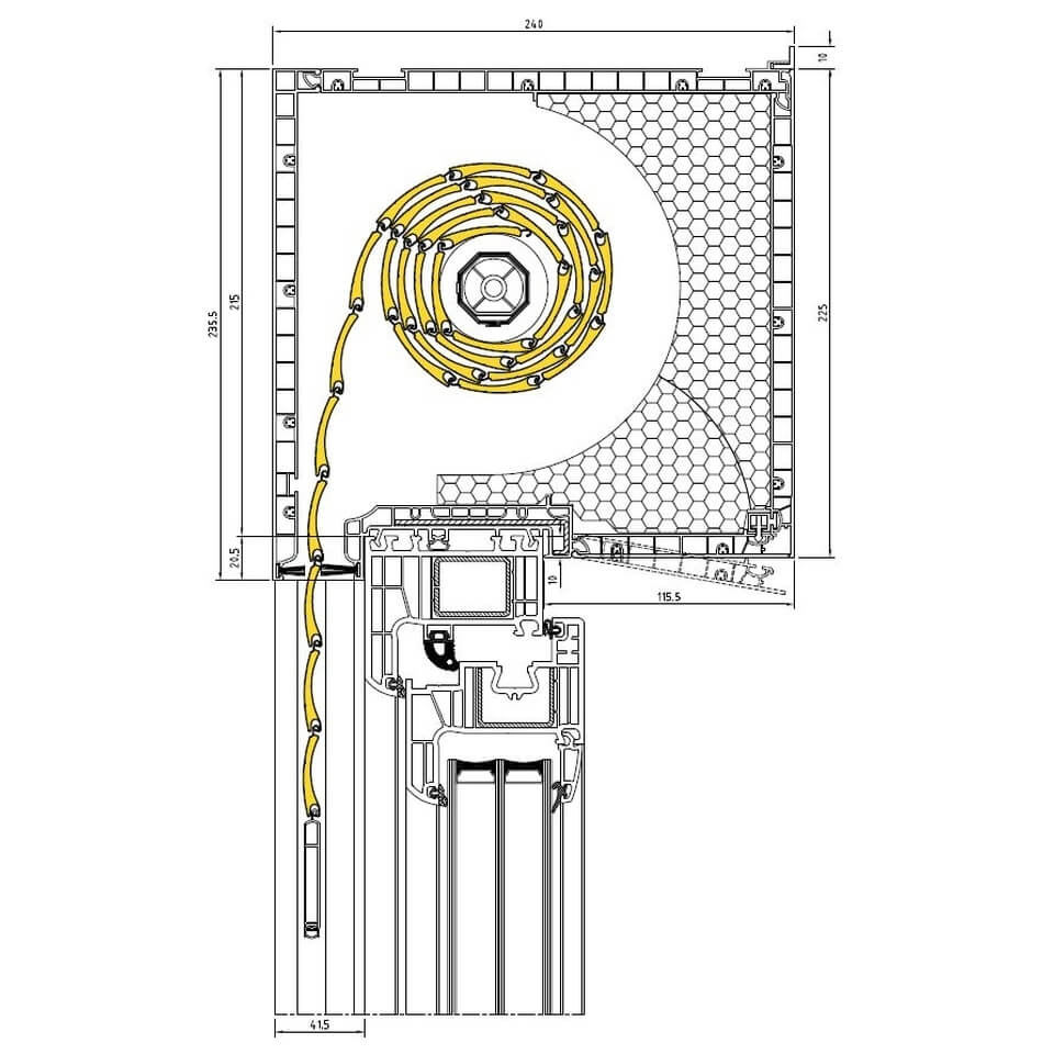 Drutex Aufsatzrollladen 215mm Querschnitt - Revision unten