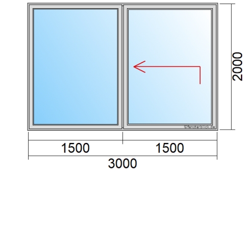 Hebeschiebetür 3m, Öffnungsart: F + HS