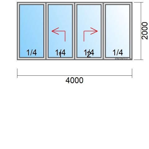 Hebeschiebetür 4m, Öffnungsart: Typ C 1-2
