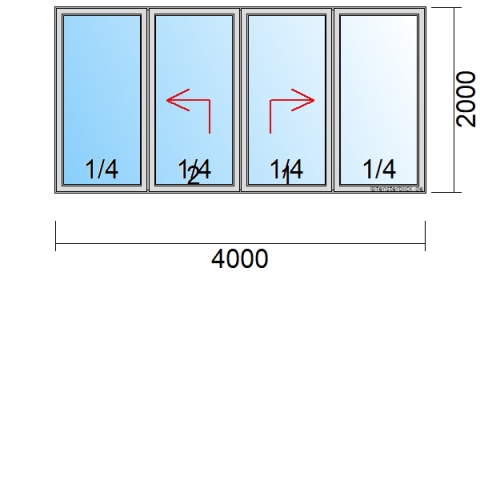 Hebeschiebetür 4m, Öffnungsart: Typ C 2-1