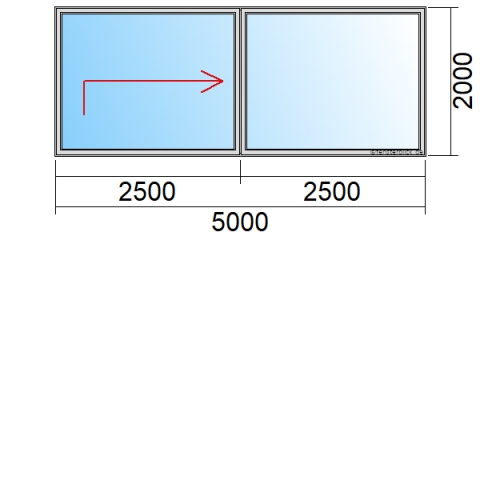 Hebeschiebetür 5m, Öffnungsart: HS + F
