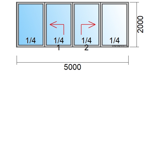Hebeschiebetür 5m, Öffnungsart: Typ C 1-2
