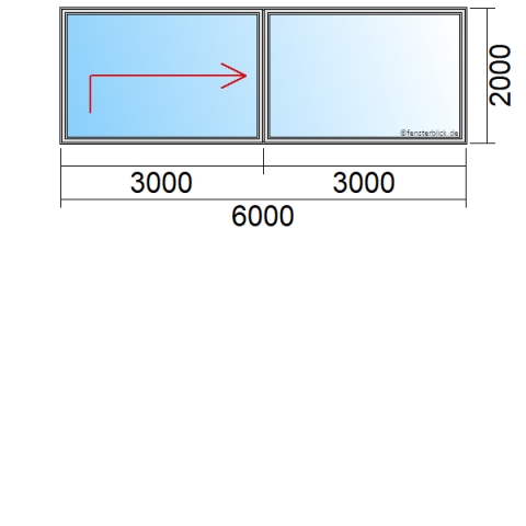 Hebeschiebetür 6m, Öffnungsart: HS + F