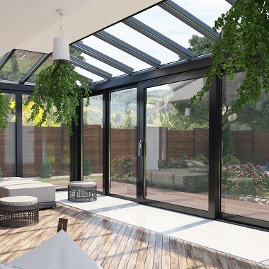 Hebeschiebetür mit Fenster gekoppelt