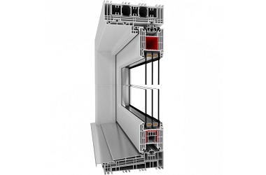 Profilschnitt Kunststoff IGLO HS-Tür in Weiß