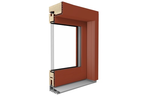 Profilschnitt Holz-Aluminium HS-Tür Duoline in Braun