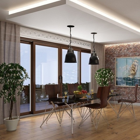 4-teilige Holz-HS-Tür in Braun