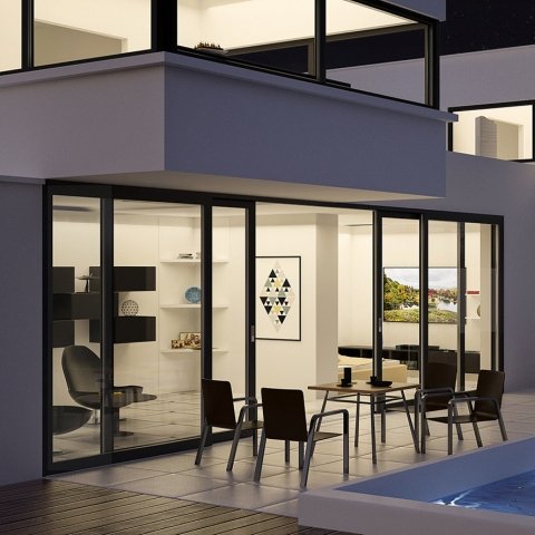 4-delige kunststof hefschuifpui in antraciet