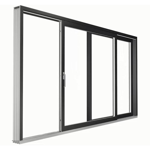 Halb geöffnete Kunststoff HS Tür IGLO in Anthrazitgrau