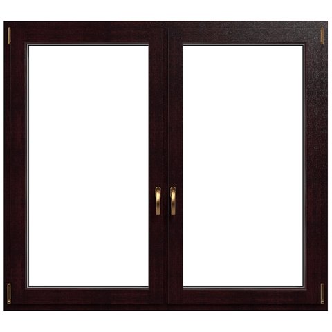 2 flg. Dreh-Kipp Holz-Aluminium-Fenster Kiefer mit Schwarzbraun Lasur