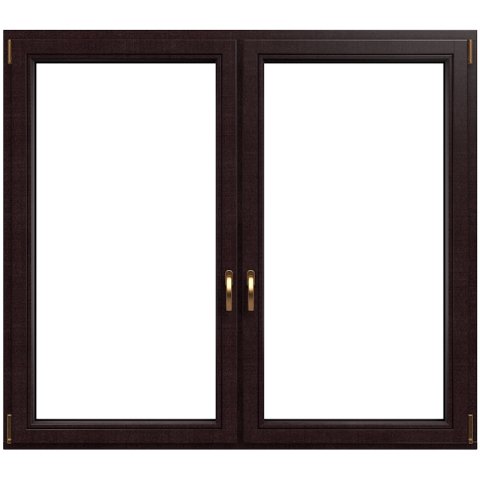 Kiefer Holzfenster Softline mit Nussbaum Lasur