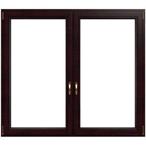 2 flg. Dreh-Kipp Holzfenster Kiefer mit Schwarzbraun Lasur