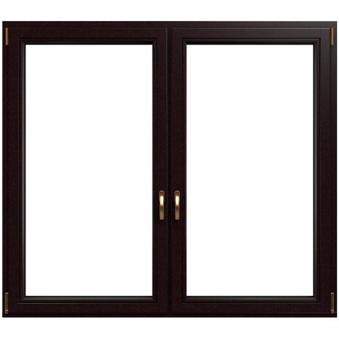 2 flg. Dreh-Kipp Holzfenster Meranti mit Schwarzbraun Lasur