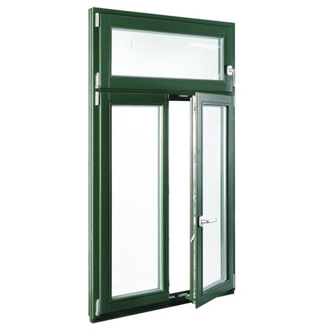 Houten kozijnen met bovenlicht in mosgroen