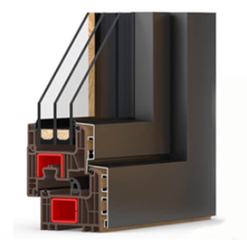 Kunststoff-Alu-Fenster Iglo Energy AluCover braun