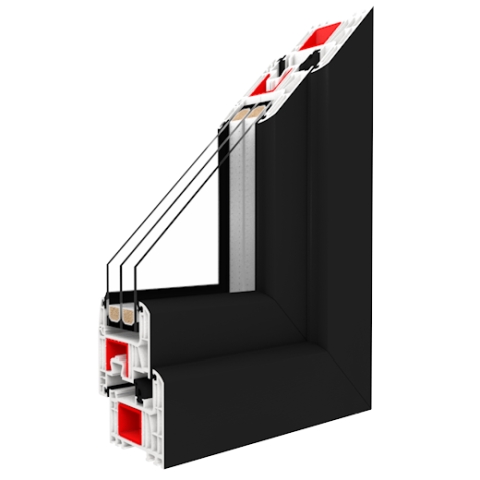 Kunststofffensterprofil Iglo Energy Classic Schwarzgrau Glatt