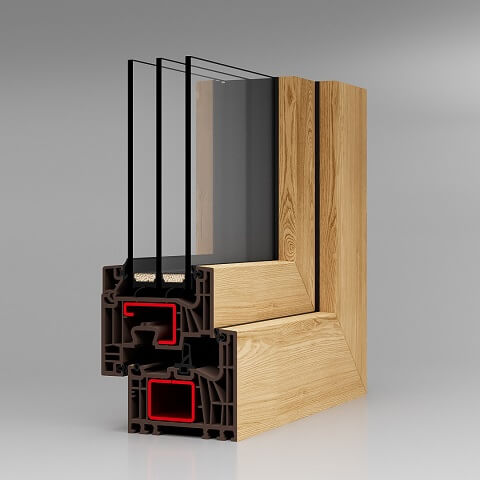 Kunststofffenster Iglo Edge Profil Holzdekor