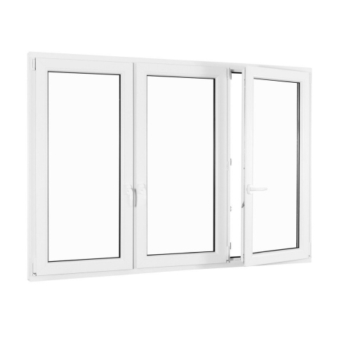 Drievleugelige ramen in wit met middenstijl
