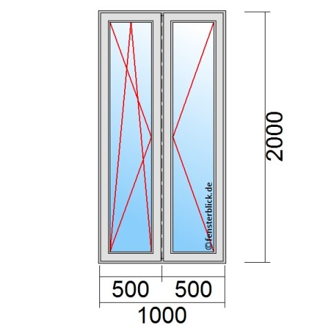 Stulp-Terrassentür 1000x2000mm DKL-DR technische Details