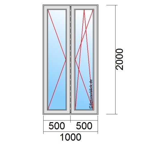 Stulp-Terrassentür 1000x2000mm DL-DKR technische Details