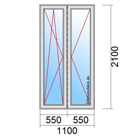Stulp-Terrassentür 1100x2100mm DKL-DR technische Details