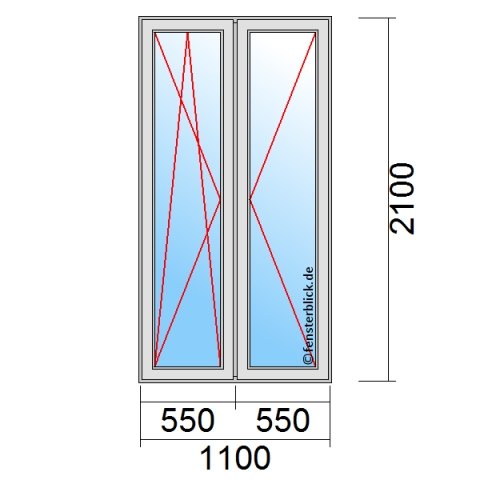 Terrassentür 1100x2100mm DKL-DR technische Details