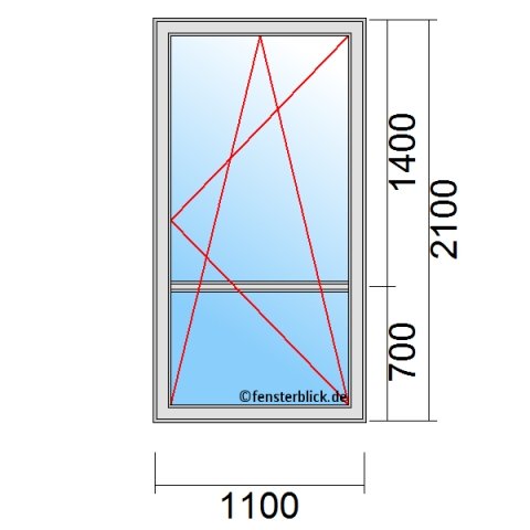Terrassentür 1100x2100mm DKR technische Details