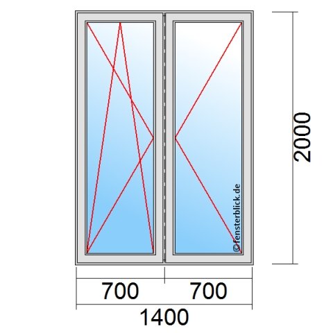 Stulp-Terrassentür 1400x2000mm DKL-DR technische Details