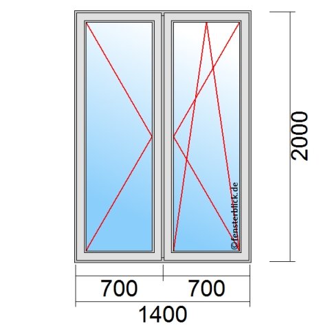 Terrassentür 1400x2000mm DL-DKR technische Details