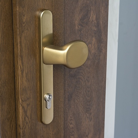 Haustür mit Türknauf Oliv